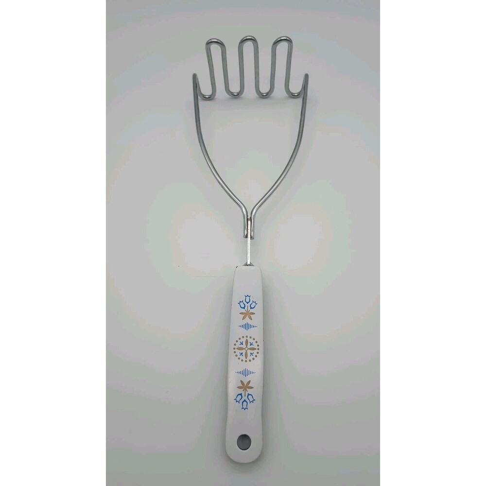 EKCO Carousel Blue Dutch Tulip Potato Masher Stainless Steel Bakelite Handle USA